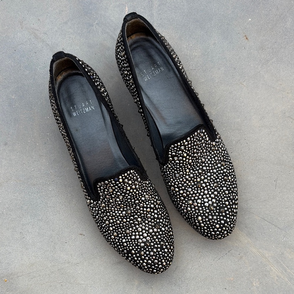 Stuart Weitzman Black Studded Women's Loafers